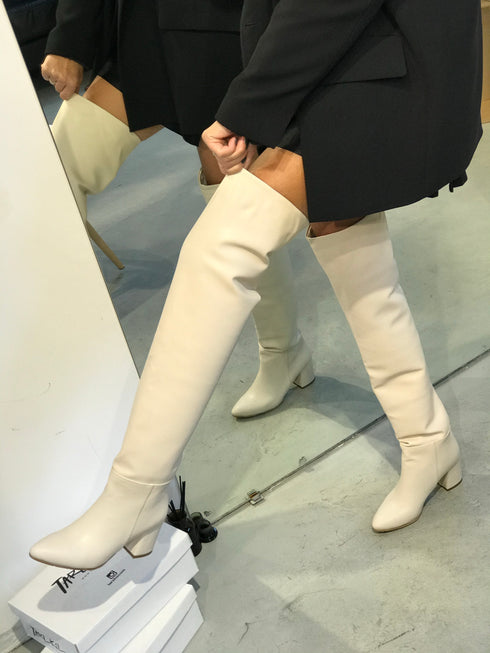 CANDI EKRU DİZ ÜSTÜ ÇİZME